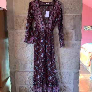 Aura. Wrap Dress. Maxi. Gorgeous colors. M. NEW